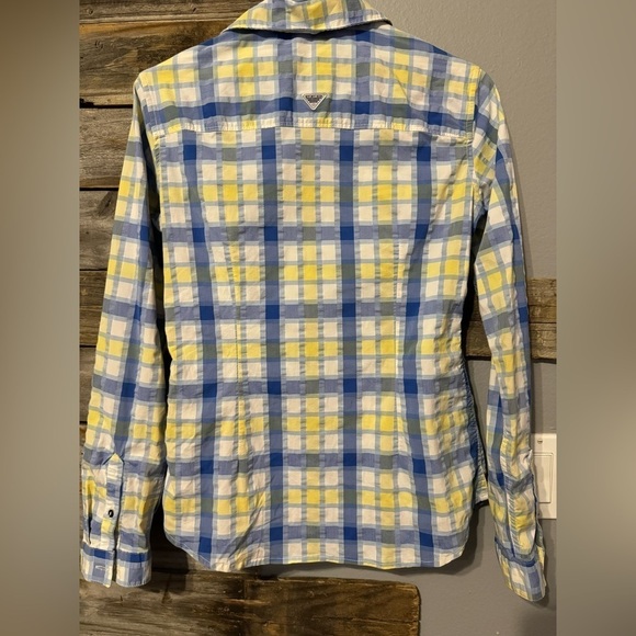 Women’s Columbia Long sleeve plaid shirt- blue and yellow- size small - Picture 4 of 4
